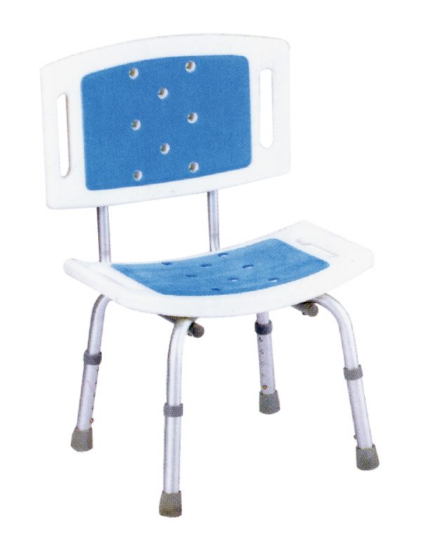 Blue כסא רחצה טלסקופי אלומיניום עם משענת גב